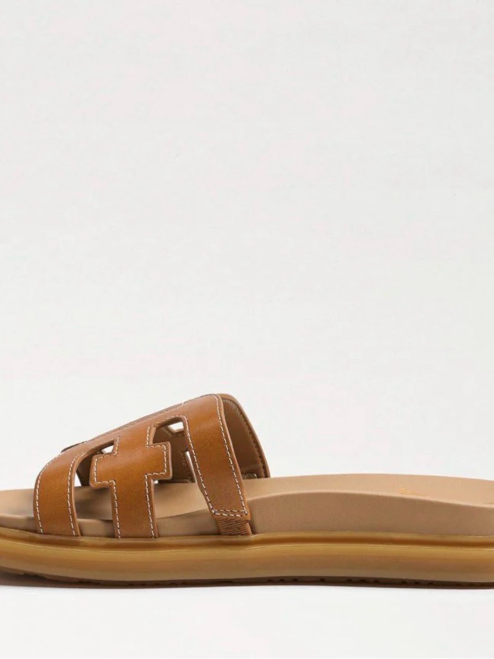 Sam Edelman Cognac Cutout Leather Slide Sandals - Picture 3 of 6